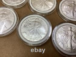 Lot de 8 pièces d’argent American Silver Eagle de 1 oz, États-Unis, 2005