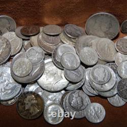 Lot de pièces américaines en argent 90 % - 3 onces, demi-dollars, quarts, dimes, hors circulation, mélange