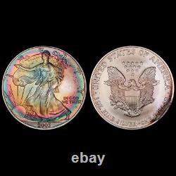 MS67 2003 $ ASE Silver Eagle Dollar, PCGS Trueview- Joli Tons Arc-en-ciel