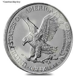 Milky Lot De 100 2021 1 Oz Silver American Eagle $1 Coin Type 2 Scruffy