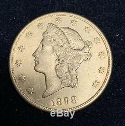 Mint État 1898-s 20 $ Liberté Double Eagle Vingt Dollars Ancienne Pièce D'or Ms