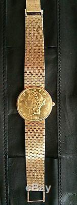 Mint Hommes Corum 20 $ American Eagle Double Or Coin Montre W18kt Band Or Massif