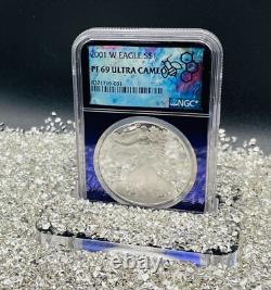 Mint ! Preuve 2001 W 1 $ Silver Eagle NGC PF69 Purple TraderBea Ebay Rare