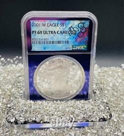 Mint ! Preuve 2001 W 1 $ Silver Eagle NGC PF69 Purple TraderBea Ebay Rare