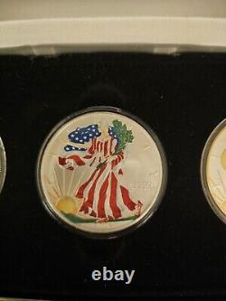 Mint de Washington Ensemble de 3 pièces d'1 once American Silver Eagle 2004 non circulées avec certificat d'authenticité