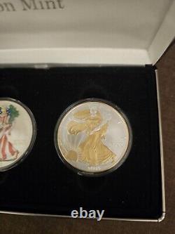 Mint de Washington Ensemble de 3 pièces d'1 once American Silver Eagle 2004 non circulées avec certificat d'authenticité