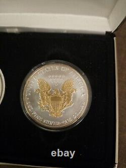 Mint de Washington Ensemble de 3 pièces d'1 once American Silver Eagle 2004 non circulées avec certificat d'authenticité