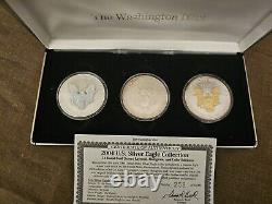 Mint de Washington Ensemble de 3 pièces d'1 once American Silver Eagle 2004 non circulées avec certificat d'authenticité