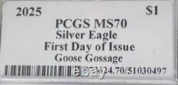 Monnaie ! 2025 $1 Silver Eagle FDOI MS70 MLB LÉGENDES DE LA VIE GOOSE GOSSAGE Rare