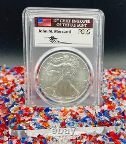 Monnaie ! Brillant 2018 (W) 1 $ Aigle en Argent FDOI PCGS SP70 Signé Mercanti 1 de 150