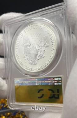 Monnaie ! Éagle en argent de 1 $ 2016 avec bordure lettrée PCGS SP70 en or laminé, 1 sur 2016