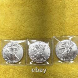 Monnaie américaine US Mint American Silver Eagle 1 $ (3) pièces en argent de 1 oz 999, 2015, non certifiées