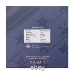 Monnaie de 5 $ Amérique la libre aigle chauve en argent pur 2 oz. 9999 des Îles Salomon 2024