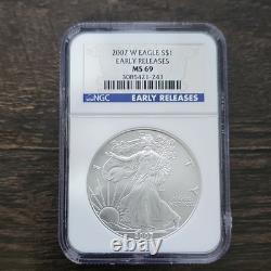 Monnaie des États-Unis Aigle Américain Argent 1 $ 2007 NGC MS 69 Premières Émissions