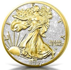 Monnaie en argent de 1 oz Édition Diamant Poussière et Or 24k American Eagle 2025