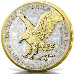 Monnaie en argent de 1 oz Édition Diamant Poussière et Or 24k American Eagle 2025