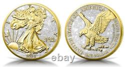 Monnaie en argent de 1 oz Édition Diamant Poussière et Or 24k American Eagle 2025