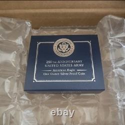 Monnaie en argent proof d'une once avec l'aigle américain pour le 250e anniversaire de l'Armée des États-Unis