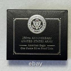 Monnaie en argent proof d'une once de l'Aigle américain de l'Armée des États-Unis - 250ème anniversaire