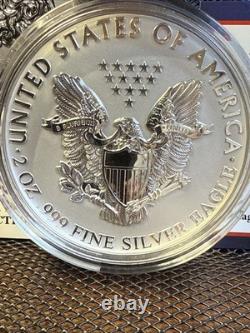 New York Mint 2 oz Argent 1986-2025 Pièce surdimensionnée Reverse Proof Aigle