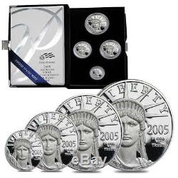 Original Owner 2005-w Ensemble De 4 Pièces Proof Platinum Coa American Eagle Us Mint