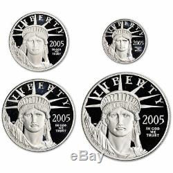 Original Owner 2005-w Ensemble De 4 Pièces Proof Platinum Coa American Eagle Us Mint
