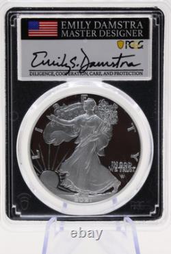 PCGS Aigle en Argent Américain PREMIER JOUR D'ÉMISSION SIGNÉ EMILY DAMSTRA PR70DCAM 2021 W