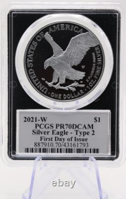 PCGS Aigle en Argent Américain PREMIER JOUR D'ÉMISSION SIGNÉ EMILY DAMSTRA PR70DCAM 2021 W