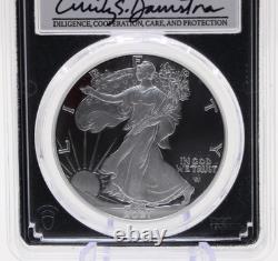 PCGS American Silver Eagle ÉMISSION DU PREMIER JOUR SIGNÉE EMILY DAMSTRA PR70DCAM 2021 W