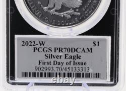 PCGS American Silver Eagle Monnaie de West Point SIGNÉE EMILY DAMSTRA PR70DCAM 2022 W