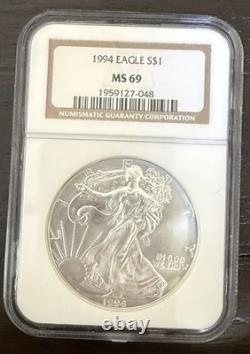 Pièce American Eagle 1994 en argent de 1 oz, 1 $ NGC MS69
