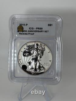 Pièce American Eagle Silver Dollar 2011 Philadelphie ICG PR69 Reverse Proof n°75