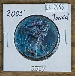 Pièce American Eagle en argent 2005 BU, toning monstre unique, 1 oz, 1 $ US, non circulée