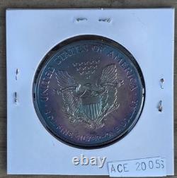 Pièce American Eagle en argent 2005 BU, toning monstre unique, 1 oz, 1 $ US, non circulée
