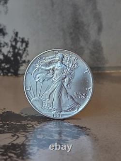 Pièce American Silver Eagle 1 oz 1991 San Francisco Business Strike UNC, faible tirage, état neuf de frappe, en argent