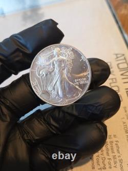 Pièce American Silver Eagle 1 oz 1991 San Francisco Business Strike UNC, faible tirage, état neuf de frappe, en argent
