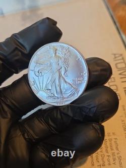 Pièce American Silver Eagle 1 oz 1991 San Francisco Business Strike UNC, faible tirage, état neuf de frappe, en argent