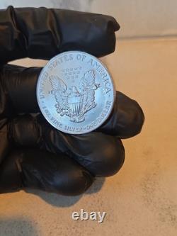 Pièce American Silver Eagle 1 oz 1991 San Francisco Business Strike UNC, faible tirage, état neuf de frappe, en argent