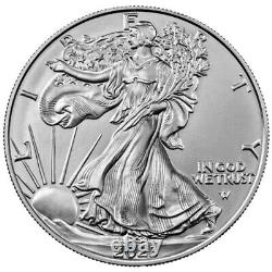 Pièce American Silver Eagle d'une once de 2023 (BU). 999 Fine (Lot de 5) Expédition rapide