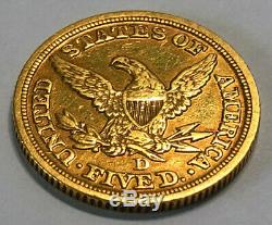 Pièce De Monnaie Demi-aigle En Or Liberty 1848-d De 5 $, À La Menthe Dahlonega, Tirage De Seulement 47 465