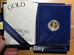 Pièce De Preuve American Eagle 1994 W $ 5 Or 1 / 10oz Avec Coffret & Coa Mint Fresh