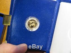 Pièce De Preuve American Eagle 1994 W $ 5 Or 1 / 10oz Avec Coffret & Coa Mint Fresh