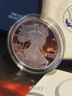 Pièce Proof American Silver Eagle 1 oz 2006-W avec emballage d'origine complet de la Monnaie des États-Unis