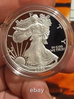 Pièce Proof American Silver Eagle 1 oz 2006-W avec emballage d'origine complet de la Monnaie des États-Unis