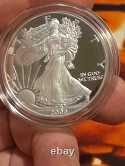 Pièce Proof American Silver Eagle 1 oz 2006-W avec emballage d'origine complet de la Monnaie des États-Unis