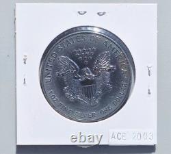 Pièce Silver American Eagle 2003 BU unique à toning monstre 1 oz US 1 $ non circulée