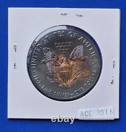 Pièce Silver American Eagle 2016 BU, toning naturel exceptionnel, 1 oz US 1 $ non circulée