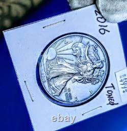 Pièce Silver American Eagle 2016 BU, toning naturel exceptionnel, 1 oz US 1 $ non circulée