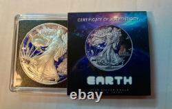 Pièce d'Argent Silver Eagle 2025 / Eagle Privy TERRE #299 sur 499 tirage. 999 1 oz d'argent