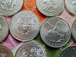 Pièce d'argent américaine American Silver Eagle de 1 oz, années ALÉATOIRES 2016, 2020 et 2021 (LOT DE 3)